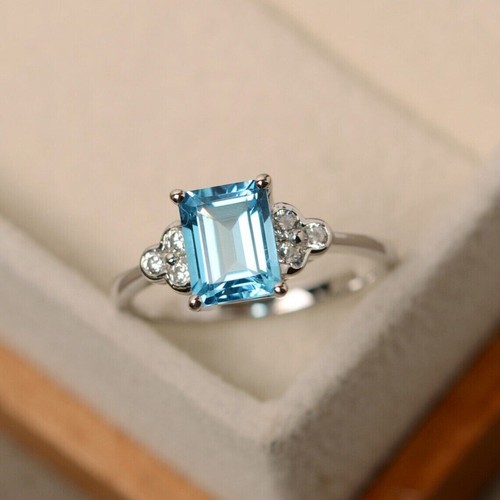 Blue topaz women ring emerald - women,