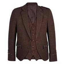 Men brown tweed kilt - men's,