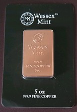🎄🌟Wessex Mint 5oz Copper Bar Great Christmas Present🌟🎄