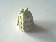 Irish Dresden lace china vintage thimble - Pale green and floral design