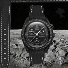 MISSION TO MOON - SNOOPY Rubber Black Watch Strap For OMEGA x SWATCH MOONSWATCH