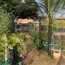 XL Outdoor Metal Garden Arbor Arch Trellis Ornament Climbing Plants Wedding Gate