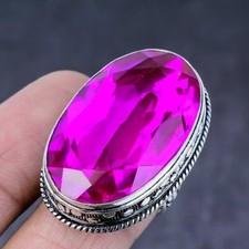 Natural Pink Rubillite Gemstone Handmade 925 Steling Silver Ring Size 8 Gift Y59