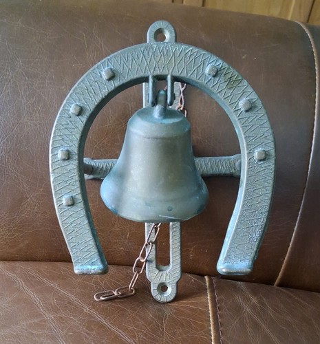 Vintage brass horse shoe - brass, bell