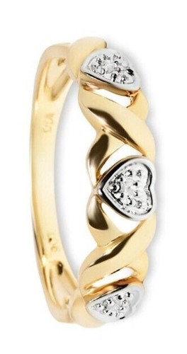 9ct triple heart - , diamond