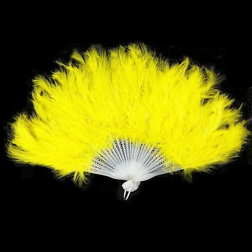 Stunning yellow feather fan - yellow,