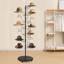 Freestanding Black Metal Hat Rack with 25 Hooks for Stylish Storage
