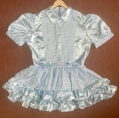 Baby blue satin lace eyelet - blue,