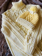 HAND KNIT ARAN JUMPER/HAT