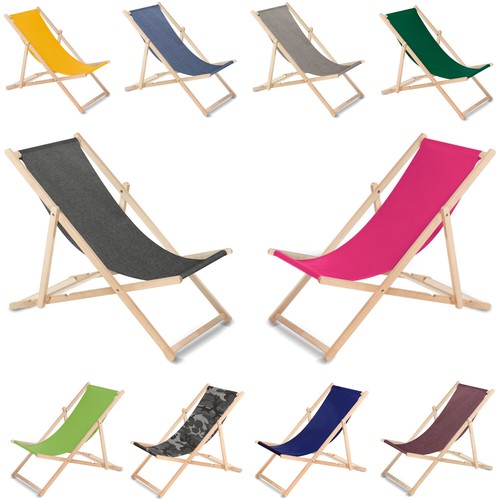 Wooden deck chair beech wood - wooden,