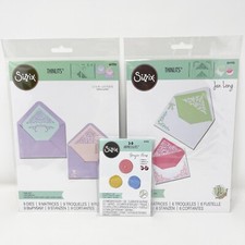 Sizzix Thinlits Botanical Lace Envelope Liners & Impresslits Wax Seals NEW
