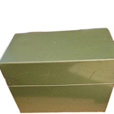 Vintage J Chen 3 X 5 Green Metal Recipe Box  Filing Recipe Index Card Holder