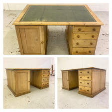 Antique Pine Leather Top Desk