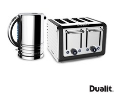 Dualit Architect Kettle & 4 Slot Toaster Matt Black Stainless Steel Premium Set