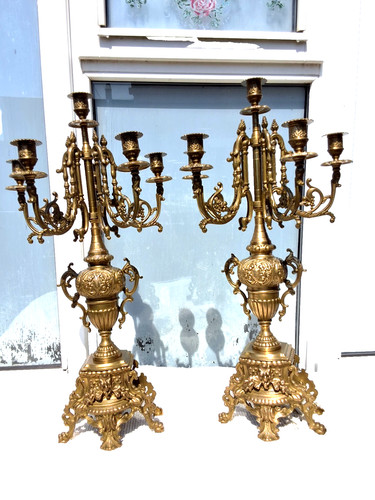 Pair large heavy ornate - heavy,