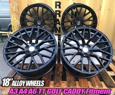 x4 18" Golf R R8 Style Alloy Wheels VW Golf Caddy Seat Black 5x112 NEW