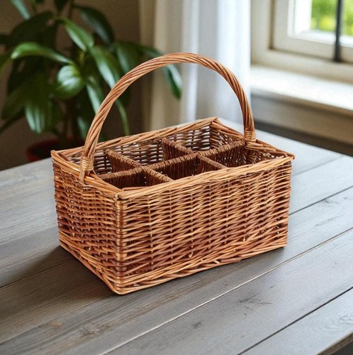 Wicker wine bottle carrier - wine,