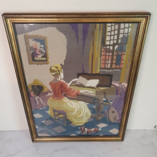 Vtg crinoline lady her dog - &,