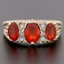 9ct Yellow Gold Fire Opal &