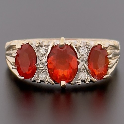 9ct yellow gold fire opal - gold,