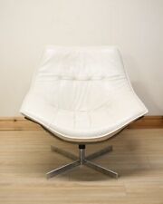 Roche Bobois Flight Swivel Cream Leather Armchair / Chair