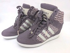 Womens Adidas Neo Hidden Wedge Heel Platform Trainers Size 4 Daisies Purple GUC