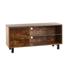 TV Stand Cabinet 110cm, Rustic Oak Wood TV Console for 42-55 inch TV's Steel Leg