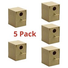 5 x Budgie Nest Box Plastic With Perch & Hooks to Front & Rear Aviary Cage Boxes