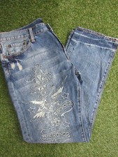 Ed Hardy by Christian Audigier Embroidered Jeans - Waist 36" Leg 32" W36 L32