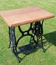 Vintage refurbished Singer sewing machine table, solid oak top, industrial 