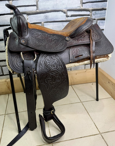Ornate leather western - leather,