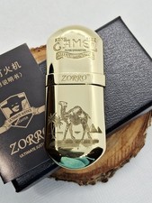 Solid Brass Zorro Trench Lighter Camel Advertising Petrol Original Case Working 