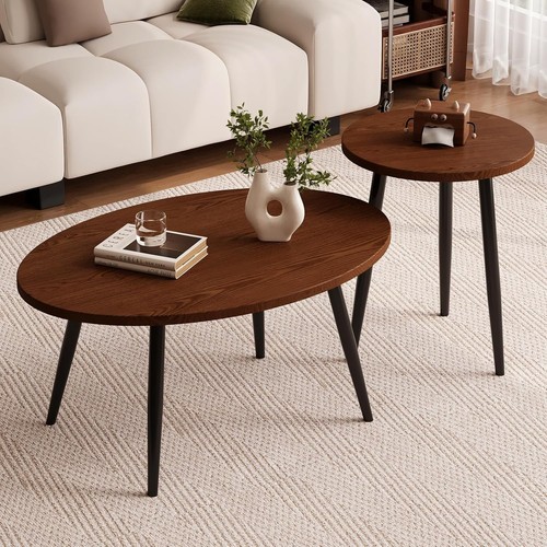 Pcs oval coffee table retro - table,