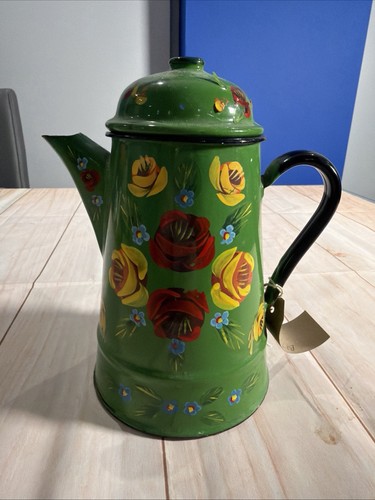 Vintage green enamel coffee - vintage,