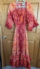 Farm Rio Womens Dress Red and Orange Medium GORGEOUS MAXI DRESS! Hippie Boho