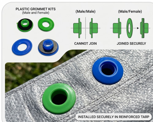 10x tarpaulin clip eyelets - 10x, on