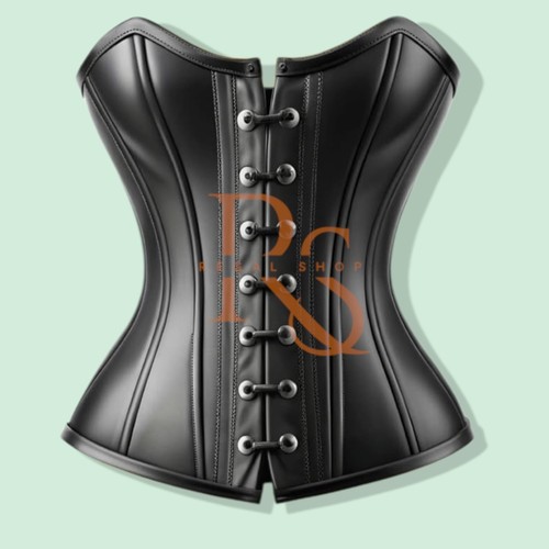 Women black leather corset - women's,