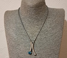 Vintage Ermani Bulatti Modernist Necklace Blue saphire Rhinestone,1970's 50cm