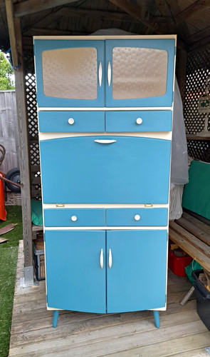 Blue cream painted - painted, wood