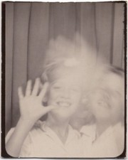 Photobooth: 2 kids & smeared blurry hand, 1960s