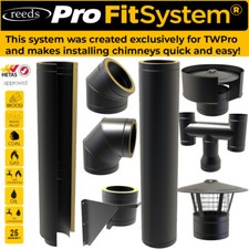 Stove Pipe Twin Wall Flue Kits For Stoves 5 Inch 25 Year Warranty Matt Black 125