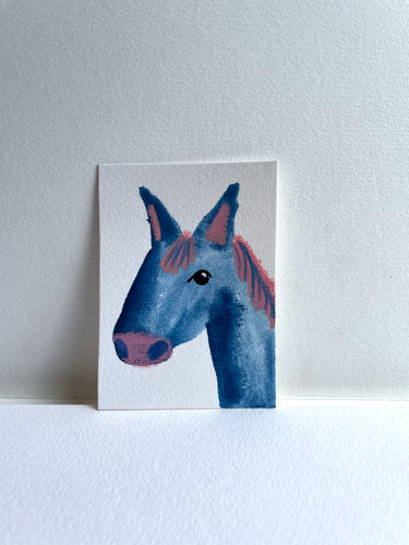 Aceo original painting - original, blue