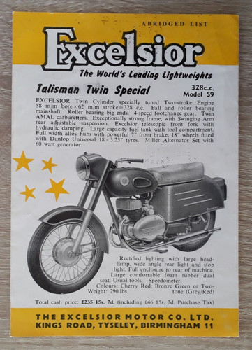 Excelsior motorcycles brochure - motorcycles,