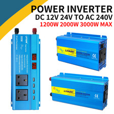 1200W 2000W 3000W MAX Car Inverters DC 12V 24V to 240v Pure Sine Wave Converter
