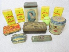 Collection of 10 Assorted Tins: Colman's Mustard, Queen Elizabeth, Thorne's etc