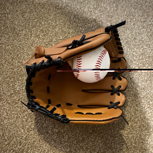 Brown black leather baseball - leather,
