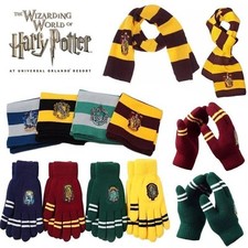 Harry Potter Scarf & Gloves Gryffindor Slytherin Ravenclaw Hufflepuff Gift Xmas