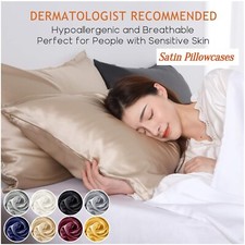 Soft 100% Satin Silk Pillowcase For Hair Pillow Covers Queen Standard 2 Pack