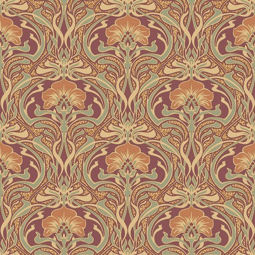 Retro damask floral wallpaper - damask,