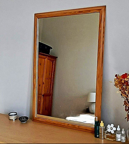 Brown wood frame rectangular - wood,